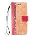 iPhone 6 Case, iPhone 6S case, iPhone 6 / 6S Wallet Case, Cellularvilla Shiny Diamond Bling [Credit Card Holder Slot] Protective Pu Leather Wallet Case for Apple iPhone 6 / 6S 4.7 inch - Peach Pink