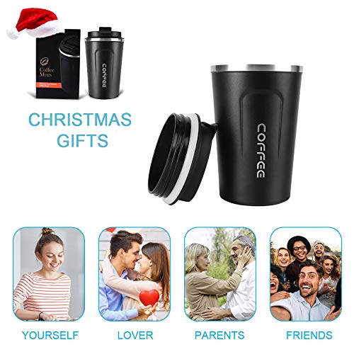 Flintronic Kaffeebecher to go, 380ML Thermobecher Doppelwand Isoliert, Kaffeetasse mit Auslaufsicherem Deckel, Kaffeetasse Thermobecher Isolierbecher,Kaffeebecher Edelstahl Travel Mug für Kaffee e Tee – Bild 8