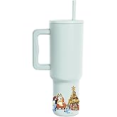 Simple Modern Holiday Bluey 40 oz Trek Tumbler with Handle and Straw Lid | Cup Holder Friendly Insulated Stainless Steel Travel Mug | Bluey Christmas Morning