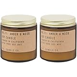 P.F. Candle Co. Amber & Moss Classic Mini Scented Soy Wax Travel Candle (Pack of 2) (3.5 oz) 20-25 Hour Burn Time, Cotton Wic
