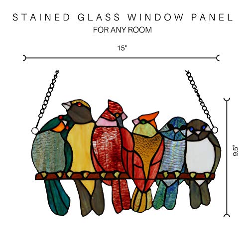 image for River of Goods Bird Lover 9.5 Inch High Stained Glass Window Panel Sun
