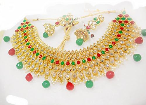 Dishi indian fashion jewelry traditional bollywood ethnic necklace gold plated set