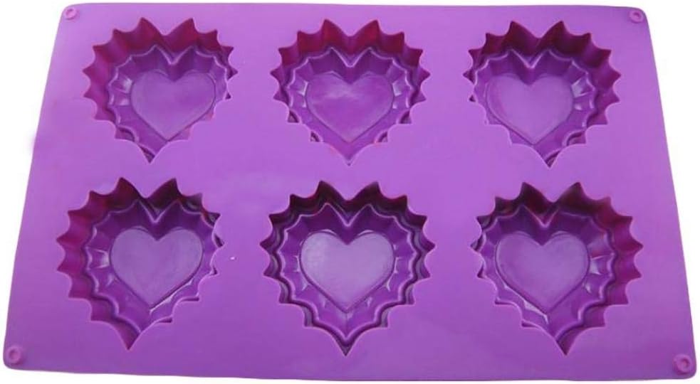 Gamloious 1 Pcs 6 heart Silicone Cake Baking Mold Cake Pan Muffin Cups Handmade Soap Moulds Biscuit Chocolate Ice Cube Tray DIY Mold