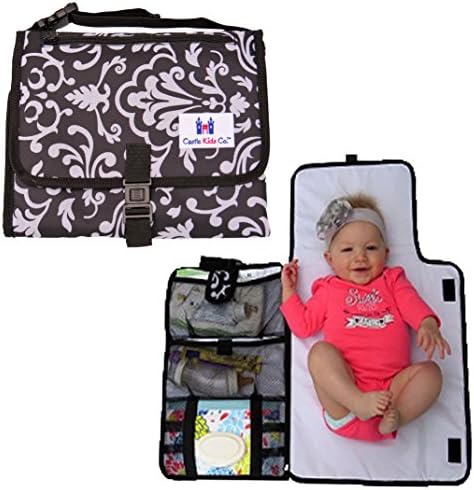 Luxury All in One Portable / Travel Diaper Changing Pad / Mat, Black & Grey