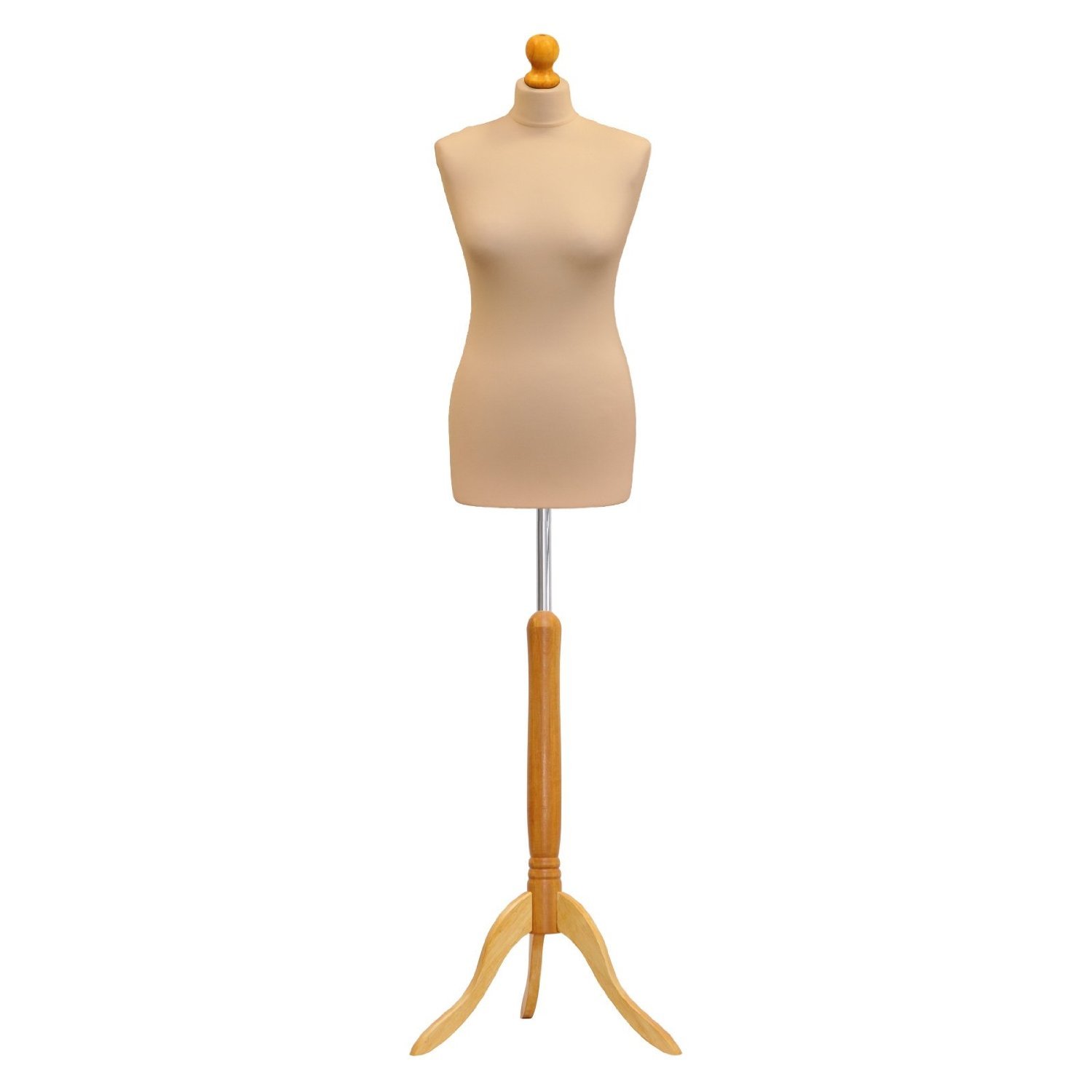 Female Tailors Dummy Cream Size 8/10 Dressmakers Fashion Students Mannequin Display Bust With A Light Wood Base