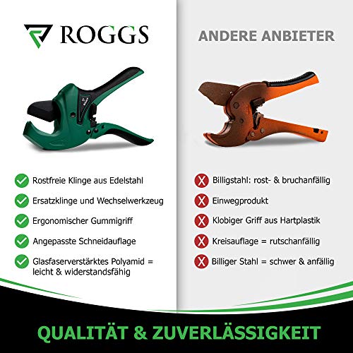 ROGGS® Rohrschneider Kunststoffrohre mit Ersatzklinge bis 42mm Ø Rohrabschneider, Schlauchschneider… – Bild 7