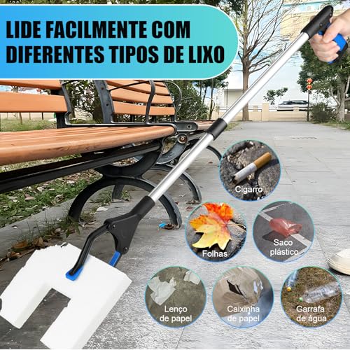 80 cm Pegador de Objetos Garra Mão Mecânica, Garra de Alcance Dobrável para Pegar, Ferramenta de Coleta com Mandíbula Giratória de 360°, Ferramenta de Alcance Pegador de Objetos a Distancia