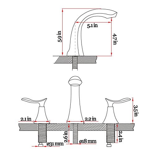 Comllen Best Modern Solid Brass Brushed Nickel 8 Inch Lavatory Widespread Bathroom Faucet, Bathroom Sink Faucet Without Pop Up Drain