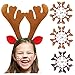 Fascigirl 6PCS Christmas Headband Fashion Antler Leaf Bell Decor Party Headband Hair Hoop … (Brown reindeer with green hairband)