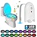 ROYFACC Rechargeable 16 Colors LED Toilet Light Motion Detection Bathroom Night Lights Sensitive Dusk to Dawn Lamp with Scented Piece