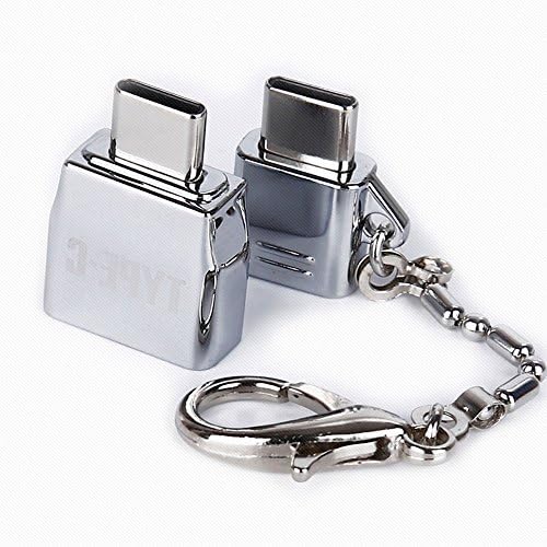 2 in 1 Pack Zinc Alloy USB C to Micro USB Adapter + USB To Type-C OTG Converter Key Chain for Data Synchronization &amp; Charging For Universal MacBook, Nokia N1 and Other Class C Leadzoe