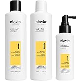 NIOXIN Scalp + Hair Thickening System Kits | For Natural, Colored, & Damaged Hair with Light to Progressed Thinning | Strengthen & Boost Hair Density with Niacinamide & Biotin | 1 Month Supply