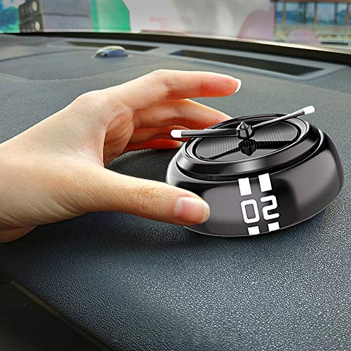 QBUC Car Air Freshener Solar Energy Rotating Cologne Car Aromatherapy Diffuser Interior Decoration Accessories Essential Oil Diffuser for Car Home(B-Black)
