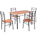 Tangkula Steel Frame Dining Set Table and Chairs Kitchen Modern Furniture Bistro Wood