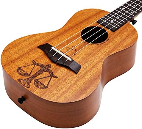 Eastun 12 Constellation Concert Ukulele 23Inch Mahogany Beginner Kit (Wipe cloth Nylon String Tuner Gig Bag Straps Picks) (Libra)