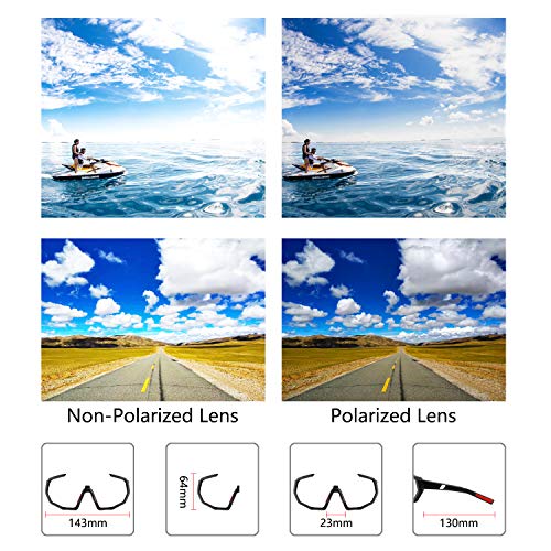 OULAIQI Sports Sunglasses Polarized Cycling Sunglasses for Man Woman with 3 Interchangeable Lens UV Protection for Cycling Fishing Running