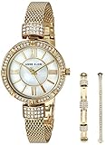 Anne Klein Women's AK/2844GBST Swarovski Crystal Accented Gold-Tone Mesh Bracelet Watch and Bangle Set