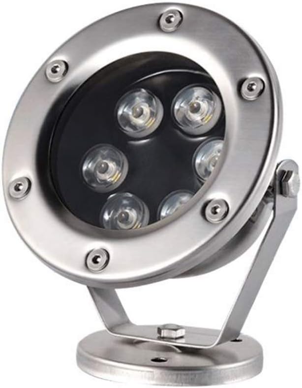 6W LED Underwater Flood Light Silvery Stainless Steel Submerged Light Landscape Fountain Lamp,AC12V, 24V Pond Light, Warm White