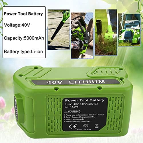 LauVery Lawnmower Lithium Battery 40V 5000mAh Replacement for GreenWorks 29472 29462 G-MAX, Fits GMAX Tools 20 Series Battery
