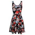 Tom's Ware Womens Casual Fit and Flare Floral Sleeveless Dress TWCWD054-BLACK-US M