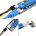 Ubit 4 in 1 PCI-E Riser Adapter Board + 6 PIN 16x to 1x Powered Riser Adapter Card w/ 60cm USB 3.0 Extension Cable & 6-Pin PCI-E to SATA Power Cable - GPU Riser Adapter - Ethereum Mining ETH