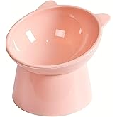 Cat Food Bowl，Anti Vomiting Tilted Raised 15 Degrees Elevated Pet Bowls Raised Whisker Friendly Cat Dish Plastic Slanted Stan