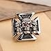 Triple Skulls Red Eyes Ball Iron Cross 316L Stainless Steel Mens's Cool Ring Punk Jewelry Sz 7-13