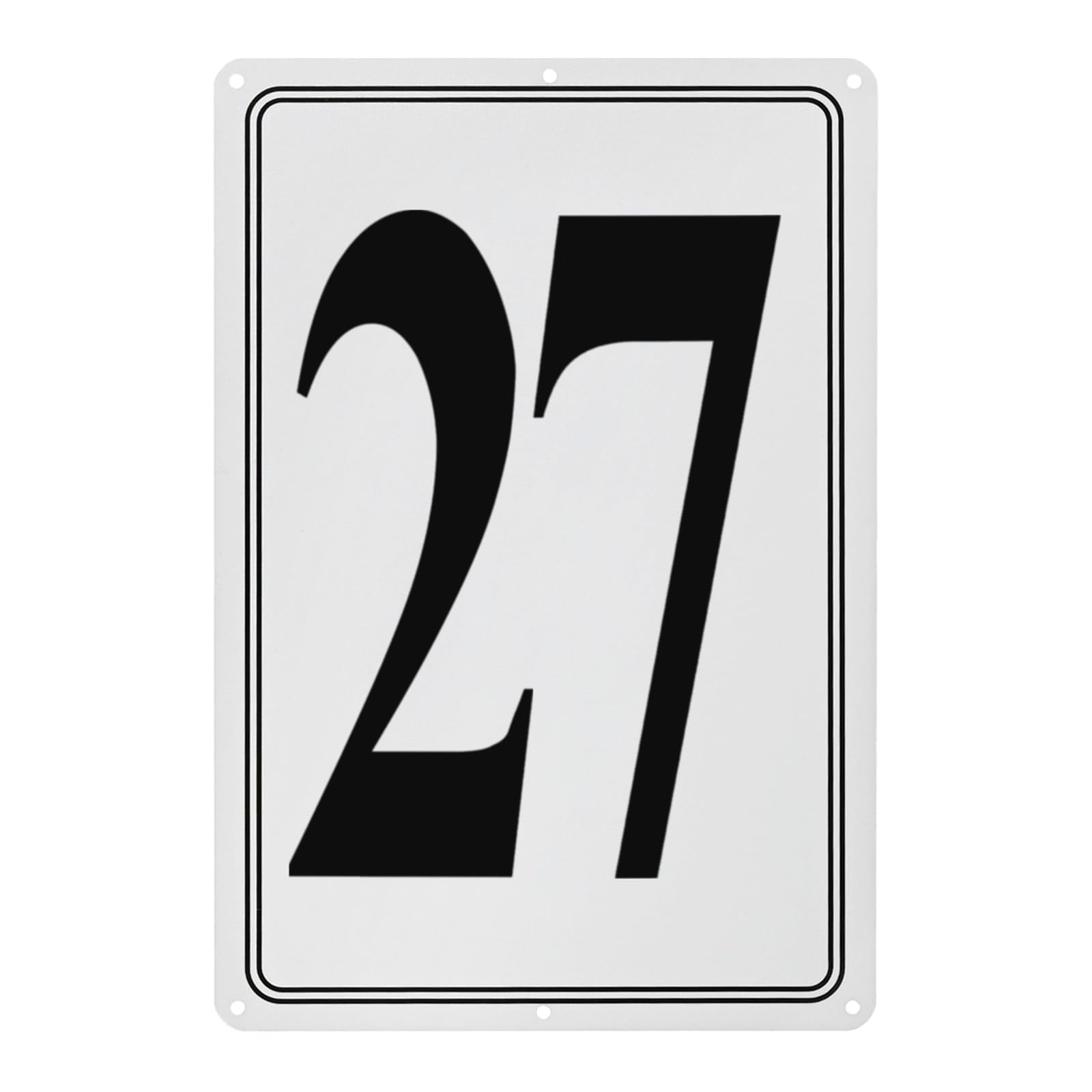 M METERXITY Aluminum Number Sign 27, 11.8 Inch House Numbers and Metal Letters, Parking Spot Letter Signs, Metal Letter Wall Decor for Garden/Door/Mailbox [Black Text On White]