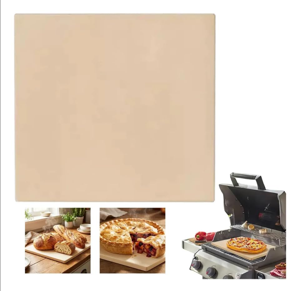 Piedra para Pizza,12x15 PulgadasPiedra Rectangular de Pizza Apto para Horno, Estufa y Barbacoa Resistente a los Cambios Bruscos de Temperatura Piedra para Hornear Bandeja para Pizza