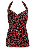 PinupClothingOnline Women's Cherry Retro Halter Neck Rockabilly Swimsuit