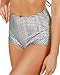 Women's Holographic Silver Back ZipperHigh Waist Shorts Rave