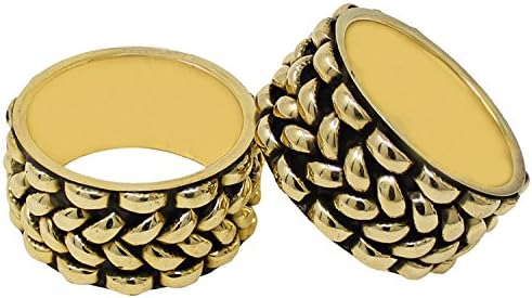 Handmade Round Colorful Napkin Rings Holder for Dinning Table Parties Everyday Gold Dot, Set of 6 by AUB