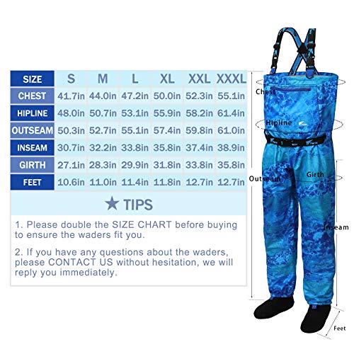 8 Fans Fly Fishing Waders, 100 Waterproof Stockingfoot Breathable