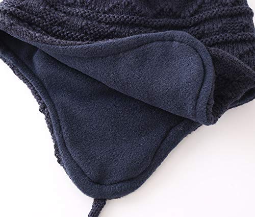 image for Connectyle Toddler Boys Girls Fleece Lined Knit Kids Hat with Earflap 