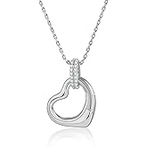 MOFEIJEW 14K Gold Plated Cubic Zirconia Heart Necklace Dainty Love Pendant Necklaces for Women 18inchs，Jewelry gifts for women
