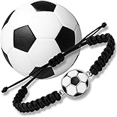 Soccer Bracelet Adjustable Unisex Black and White Paracord Design - Soccer Jewelry, Player and Team Gifts, and Accessories