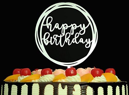 Amazon Com Happy Birthday Cake Topper Acrylic Monogram Cursive