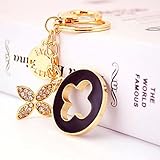 Jzcky Shzrp Four-Leaf Clover Crystal Rhinestone Keychain Key Chain Sparkling Key Ring Charm Purse Pendant Handbag Bag Decoration Holiday Gift