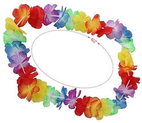 image for Prextex 80 Count Hawaiian Flower Lei for Luau Party - Bulk Set of Flor