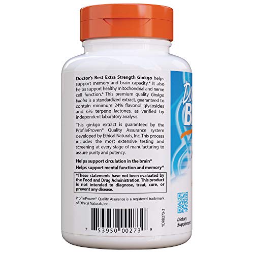Doctor's Best Extra Strength Ginkgo, Non-GMO, Vegan, Gluten Free, Soy Free, Promotes Mental Function and Memory, 120 mg… - Image 3
