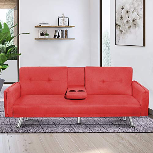 DKLGG Convertible Futon Bed Modern Velvet Recliner Couch with Armrest