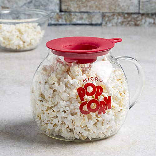 Original Microwave Micro-Pop Popcorn Popper, Borosilicate Glass, 3-in-1 Silicone Lid, Dishwasher Safe, BPA Free, 3 Quart