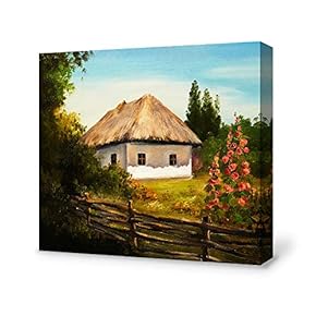 Farmhouse Set in Forest in Autumn Painting Artwork...