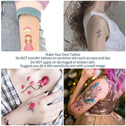 Tattoo Paper for Printing, Temporary Tattoo Transfer Paper A4X5 Sheets Transparent Sheet for DIY Tattoo for Inkjet Printer/Laser Printer