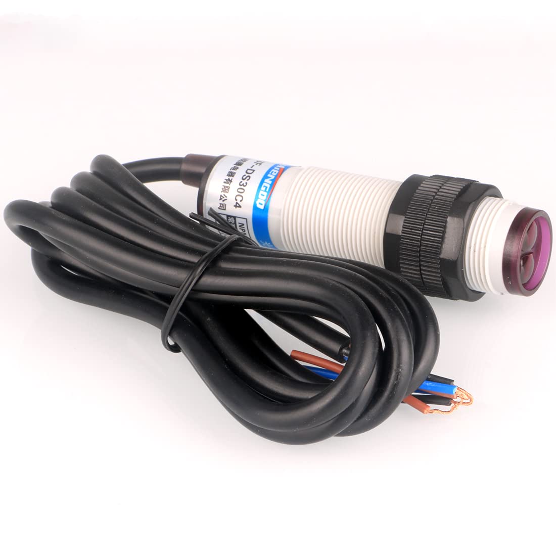 GUUZI 30 cm Adjustable M18 Diffuse photoelectric Switch Sensor Optical Three Lines NPN NO (Normally Open) Proximity Switch 6-36VDC E3F-DS30C4