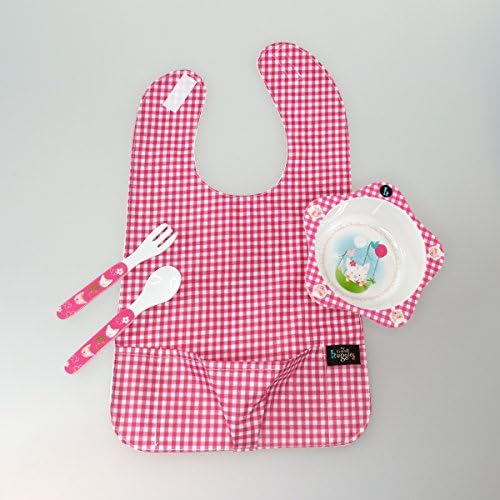 My Friend Huggles Feeding Bowl &amp; Bib, with Food Catcher Pocket, Pink
