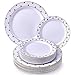 Silver Spoons Party 40 PC Dinner Side Plates Disposable Dinnerware Set | Charming Dots Collection, 20 Servings, White/Gold