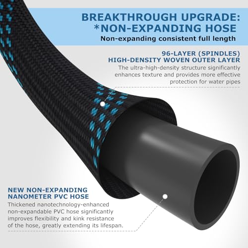 KETTOYA Non-Expanding Garden Hose 100 ft, Kink Free Flexible Water Hose with 10-Pattern Spray Nozzle, Lightweight Hose Pipe, Leak Proof, 3/4" Swivel Connectors, Super Fabric, Portable Storage Strap