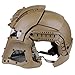 Goshfun Tactical Military Helmet Protective Fast Helmet Full Face Mesh Mask with Goggle for Airsoft Paintball CS Outdoor Activity, Tan