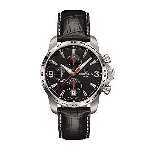 Certina DS Podium Chronograph Automatic Black Dial Black Leather Mens Watch C001.427.16.057.00